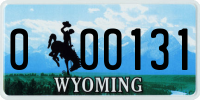 WY license plate 000131