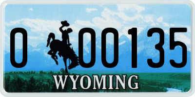 WY license plate 000135