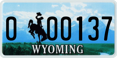 WY license plate 000137