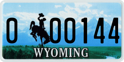 WY license plate 000144