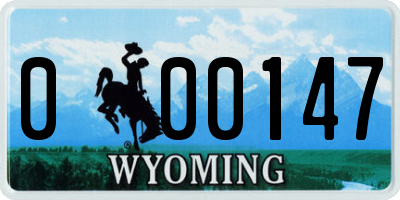 WY license plate 000147