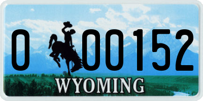 WY license plate 000152