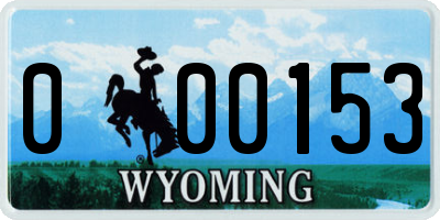 WY license plate 000153