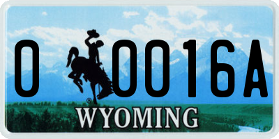 WY license plate 00016A