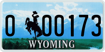 WY license plate 000173