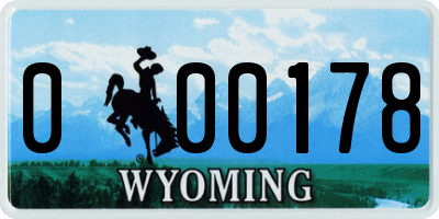 WY license plate 000178