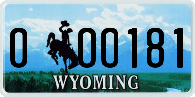 WY license plate 000181