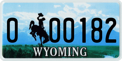 WY license plate 000182