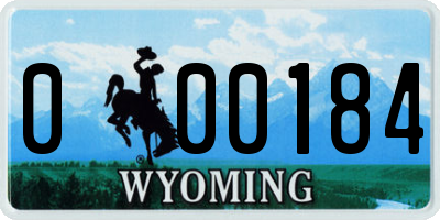 WY license plate 000184