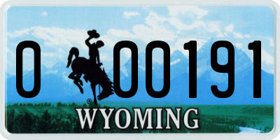 WY license plate 000191