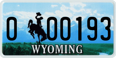 WY license plate 000193