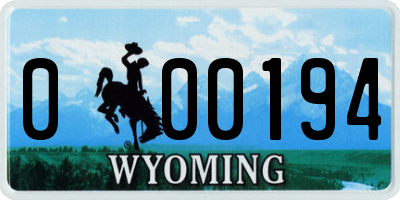 WY license plate 000194