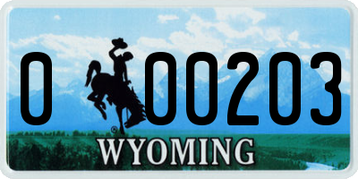 WY license plate 000203