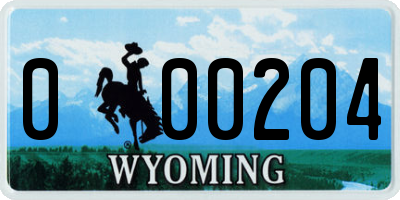 WY license plate 000204