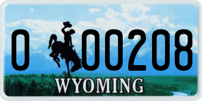 WY license plate 000208