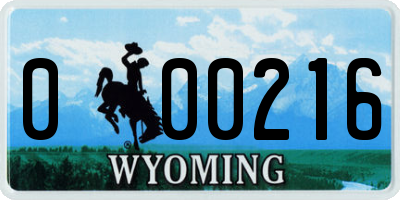 WY license plate 000216