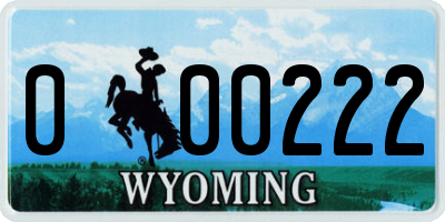 WY license plate 000222