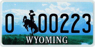 WY license plate 000223