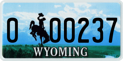 WY license plate 000237