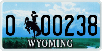 WY license plate 000238