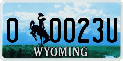 WY license plate 00023U