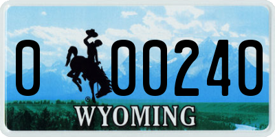 WY license plate 000240