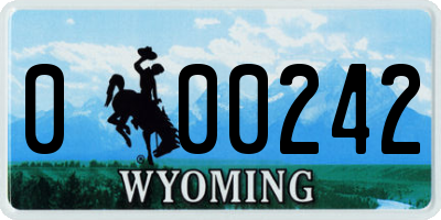 WY license plate 000242