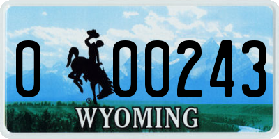 WY license plate 000243