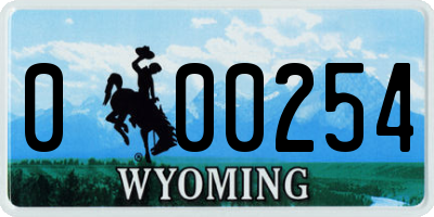 WY license plate 000254