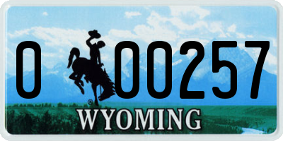 WY license plate 000257