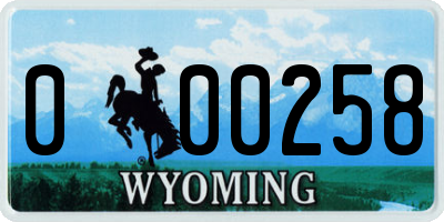 WY license plate 000258