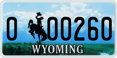 WY license plate 000260