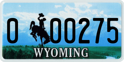 WY license plate 000275