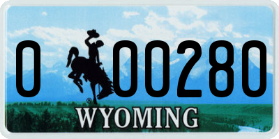 WY license plate 000280