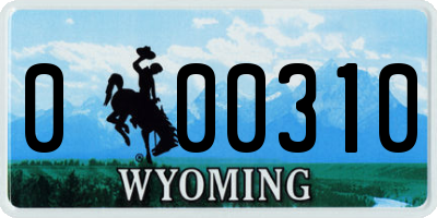 WY license plate 000310