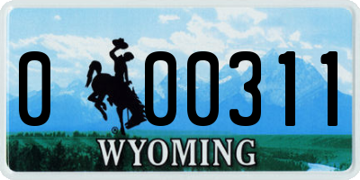 WY license plate 000311