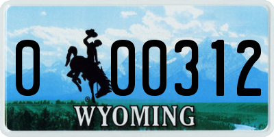 WY license plate 000312