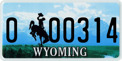 WY license plate 000314