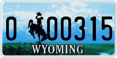 WY license plate 000315