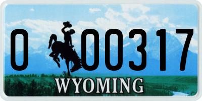 WY license plate 000317