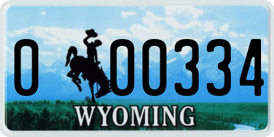 WY license plate 000334