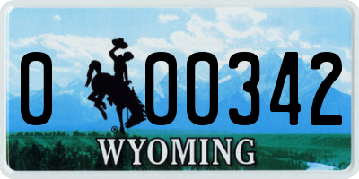 WY license plate 000342