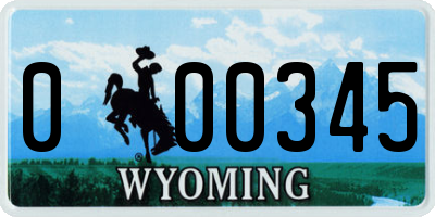 WY license plate 000345