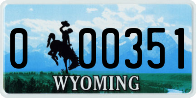 WY license plate 000351