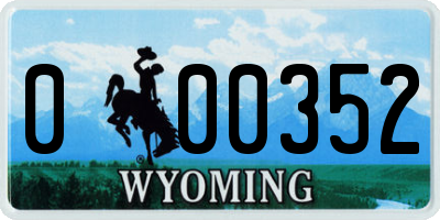 WY license plate 000352