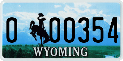 WY license plate 000354