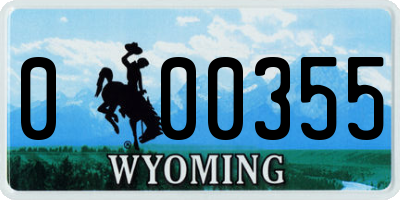 WY license plate 000355