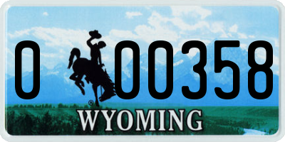 WY license plate 000358