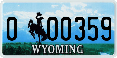 WY license plate 000359