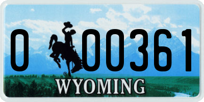 WY license plate 000361